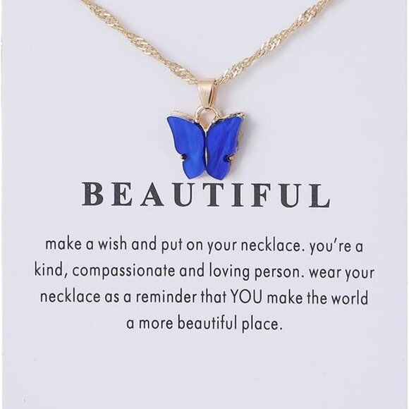 9 pcs Colorful Butterfly Pendant Necklace for Women Bohemian Acrylic Adjustable - Picture 6 of 7